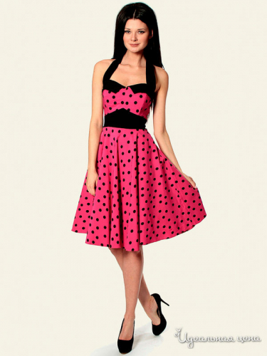 Платье Diva 4331, розовый в черный горох