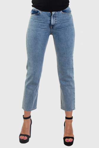 Стильные женские джинсы - классная укороченная модель голубого цвета №296