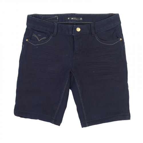 Женские джинсовые шорты Semir на флисе. Фасон «велосипедки», глубокий синий цвет №360