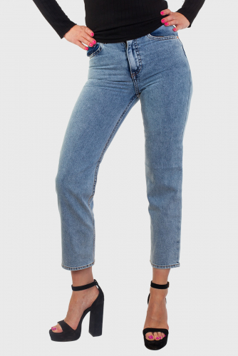 Стильные женские джинсы - классная укороченная модель голубого цвета №296