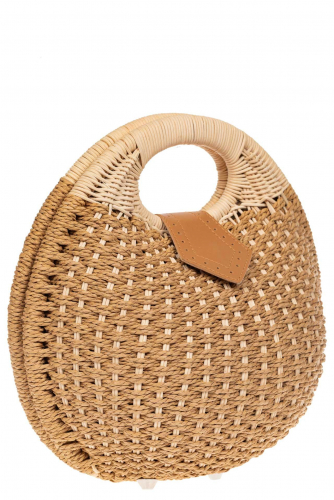 Женская плетеная сумка из ротанга в форме шара, цвет бежевый