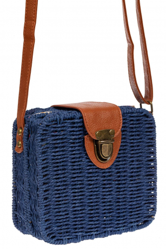 Плетеная сумка-коробочка из ротанга, цвет синий