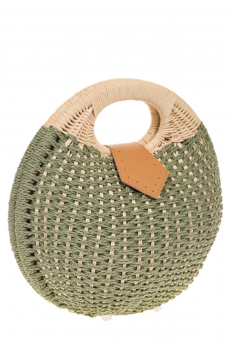 Соломенная сумка-шар оливкового цвета 1923