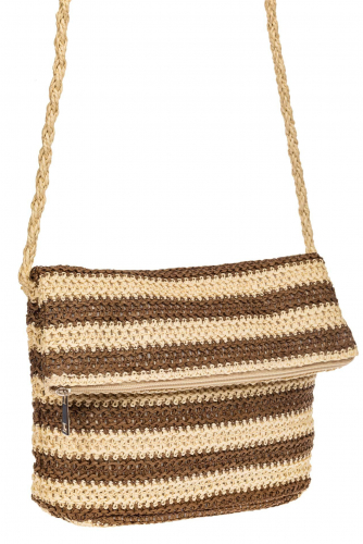 Женская сумка конверт из соломы, цвет песочный в полоску