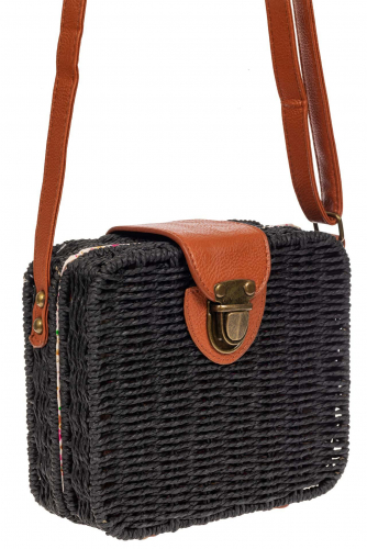 Плетеная сумка-коробочка из ротанга, цвет черный