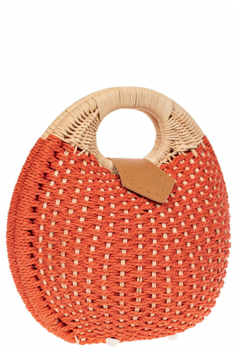 Женская плетеная сумка из ротанга в форме шара, цвет коралл