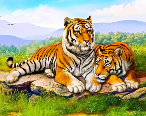 Отдыхающие тигры