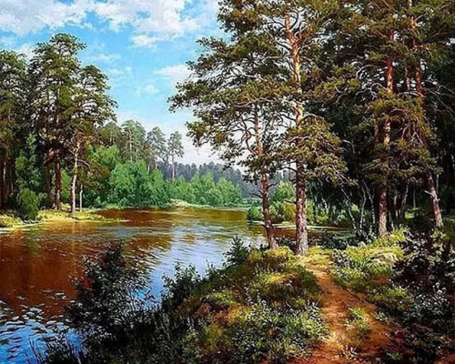 Речка в лесу (худ. Басов С.)