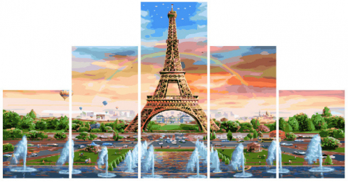 Картины по номерам - полиптихи Фонтаны в Париже