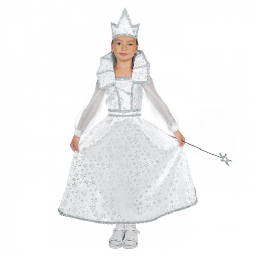 Карнавальный костюм «Снежная королева», платье, корона, палочка, р. 28, рост 98-104 см