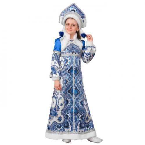 Карнавальный костюм «Снегурочка Варвара», платье, головной убор, р. 32, рост 122 см