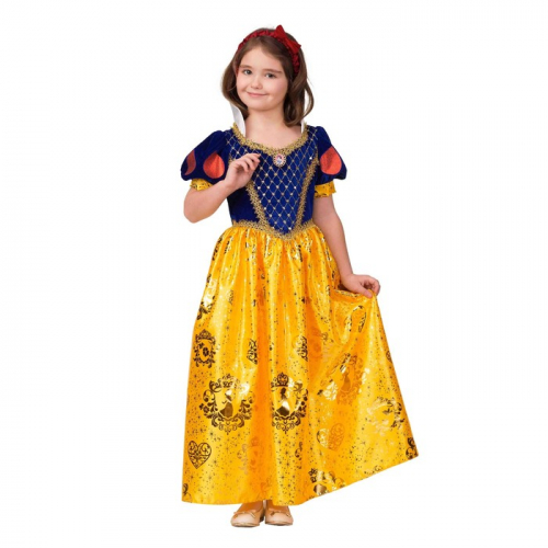 Карнавальный костюм «Принцесса Белоснежка», текстиль-принт, платье, повязка, р. 34, рост 134 см