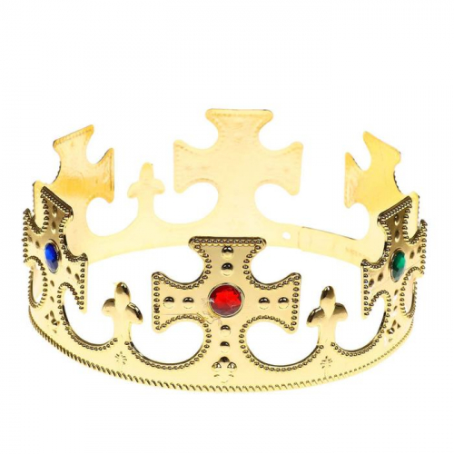 Карнавальный костюм «Царевич», плюш, парча, шапка, кафтан, корона, р. 32, рост 128-140 см