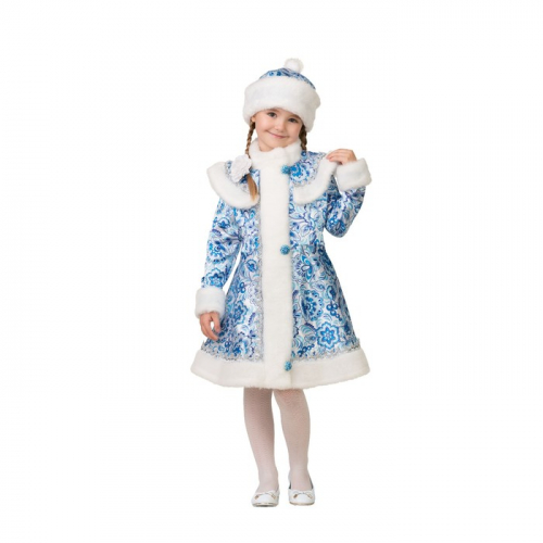 Карнавальный костюм «Снегурочка», сатин, пальто, шапка, р. 30, рост 116 см