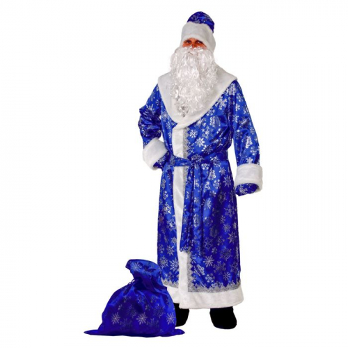 Карнавальный костюм «Дед Мороз», сатин, р. 54-56, рост 188 см, цвет синий