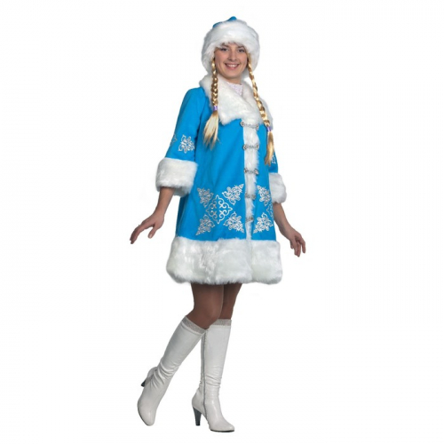 Карнавальный костюм «Снегурочка», шуба с вышивкой, р. 44, рост 164 см