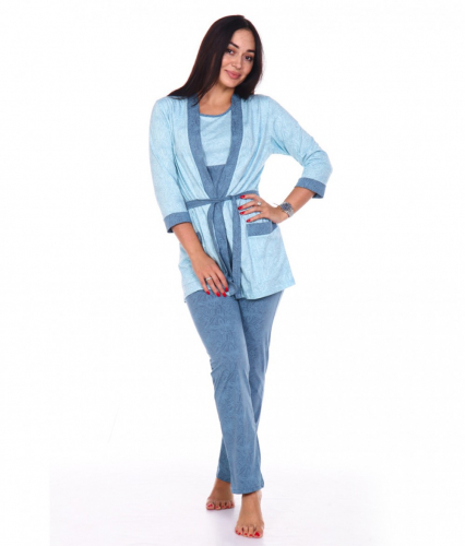 Комплект пижама и пеньюар БП192Б (голубой)
