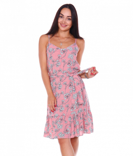 Платье Д522 (цветы на розовом)