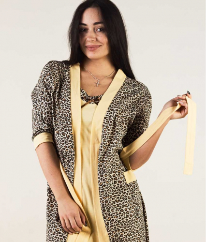 Комплект халат и сорочка А28 (желто-леопардовый)