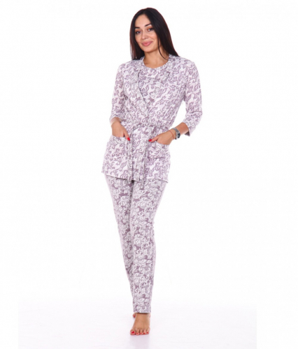 Комплект пижама и пеньюар БП0192К (розово-коричневый)