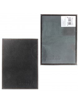 Обложка для паспорта Premier-О-8 натуральная кожа черный флоттер джинс (21-10) 107660