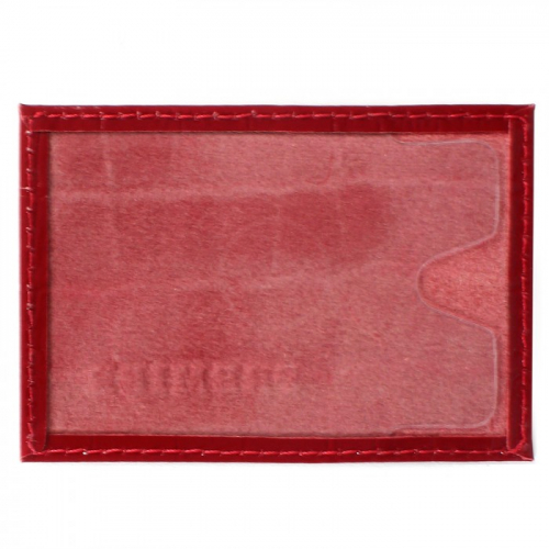 Обложка пропуск/карточка/проездной Premier-V-41 натуральная кожа красный крокодил (115) 106801