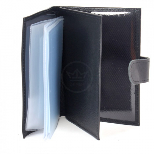 Обложка для авто+паспорт-Croco-ВП-1021 с хляст, натуральная кожа черный матовый (3) 225724