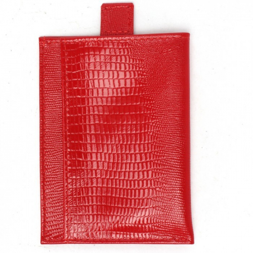 Обложка/футляр для паспорта Croco-П-408 натуральная кожа 1отд, 3карм, алый игуана (64) 230574