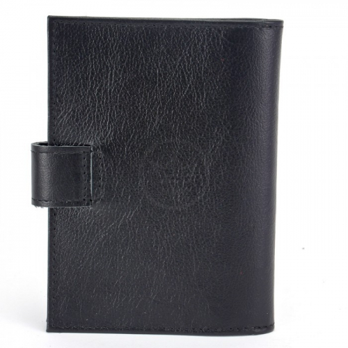 Обложка для авто+паспорт-Croco-ВП-1021 с хляст, натуральная кожа черный матовый (3) 225724