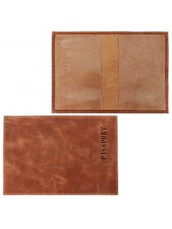 Обложка для паспорта Premier-О-8 натуральная кожа коричневый св.пулл-ап (40) 203920