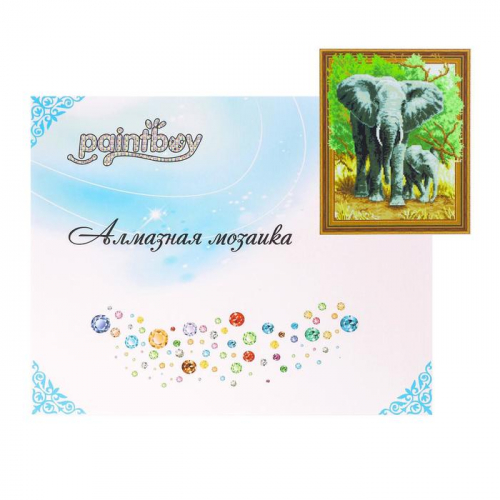 Алмазная картина «Слоны на прогулке» 40×50 см