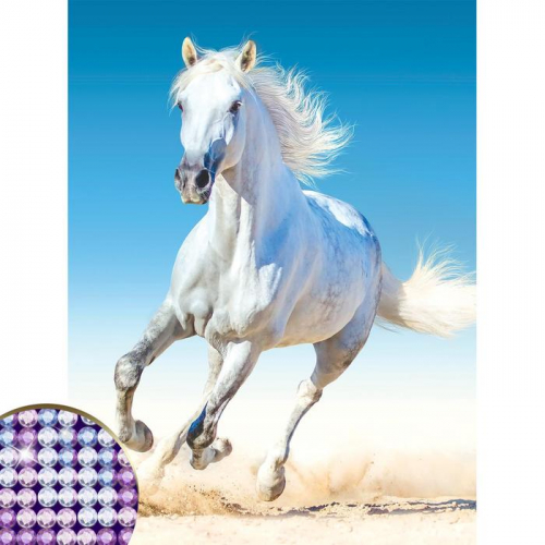 Алмазная вышивка с частичным заполнением «Белый конь», 30 х 40 см