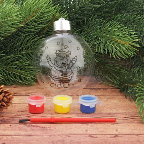 Новогоднее ёлочное украшение под роспись «Шар с оленем» шар: 8×9,5 см + краски