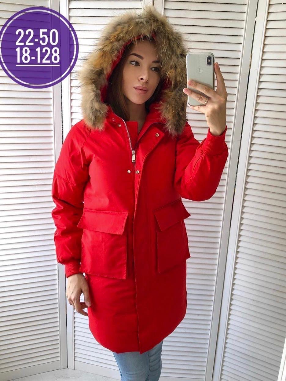 Красная зимняя куртка женская
