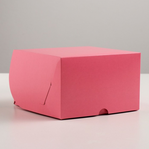 Упаковка для капкейков на 4 шт, без окна, розовая, 16 х 16 х 10 см