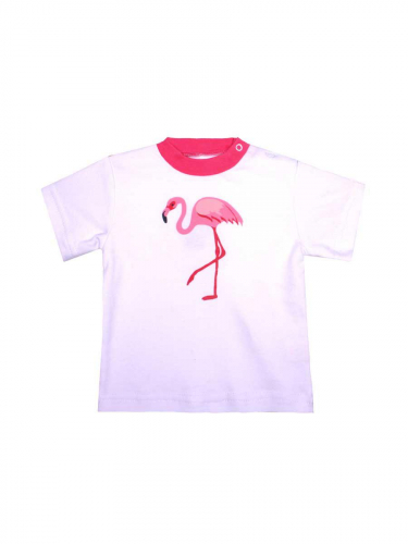 Белая футболка с фламинго 