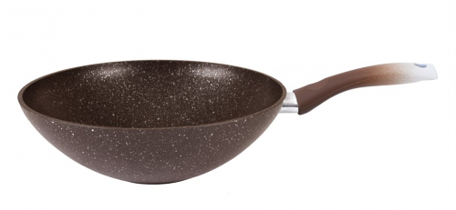 Сковорода wok (классическая) 300/100мм с ручкой, АП (кофейный мрамор)