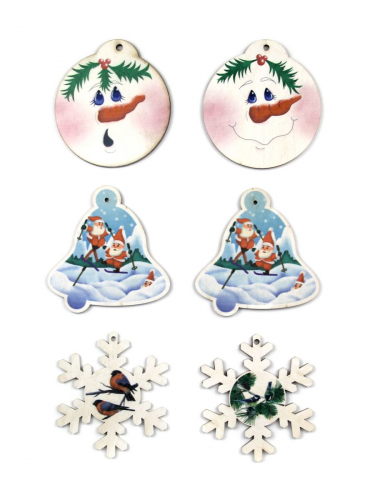 Фигурки для декорирования «Подвески. Колокольчики, снеговики, снежинки» набор 6 шт, 148216