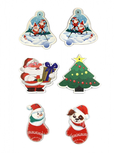 Фигурки для декорирования «Подвески. Варежки, Колокольчики, Дед мороз и елочки» набор 6 шт, 148213