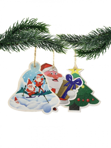 Фигурки для декорирования «Подвески. Варежки, Колокольчики, Дед мороз и елочки» набор 6 шт, 148213