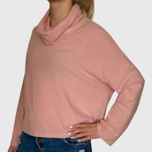 Брендовый женский свитер Z Supply – роскошный пудровый цвет и уютный ворот-хомут №777