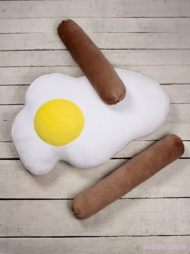 Подушка игрушка декоративная Завтрак Bebe Liron Яичница с сосисками