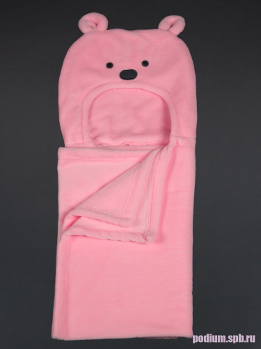 Детский плед Bebe liron накидка плед для новорожденных Мишка розовый