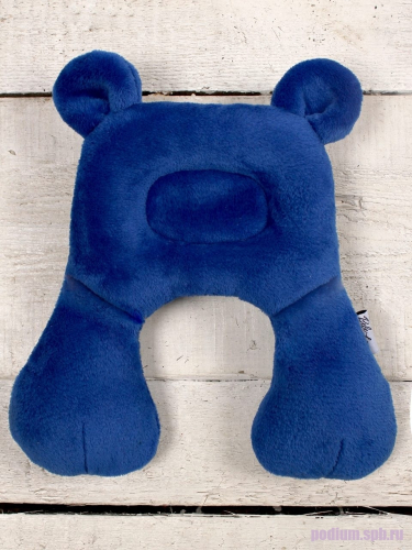Подушка детская подголовник в автокресло Bebe Liron Мишка синий