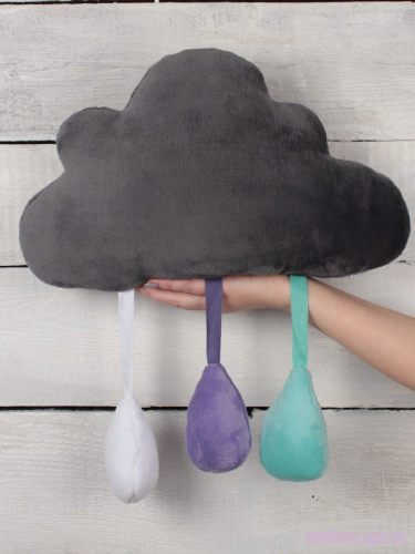 Подушка детская декоративная Bebe Liron Облачко с каплями серый