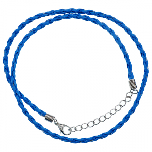 SH003LB Плетёный шнурок из искусственной кожи, 40,5см, цвет синий
