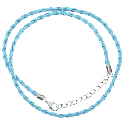 SH003LBL Плетёный шнурок из искусственной кожи, 40,5см, цвет нежно-голубой