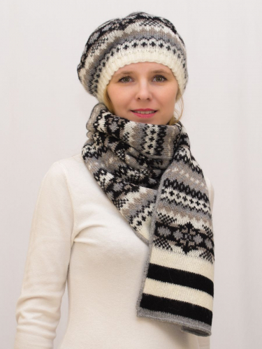 Комплект зимний женский берет+шарф Мариз (Цвет черный), размер 52-54, шерсть 50% , мохер 30%