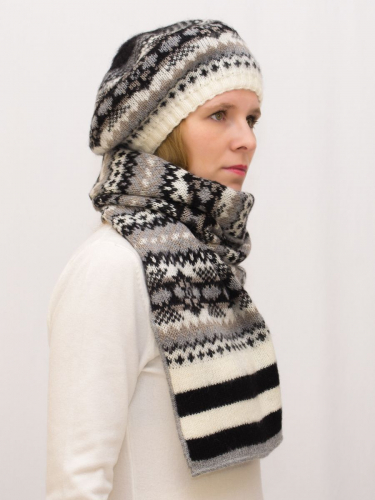Комплект зимний женский берет+шарф Мариз (Цвет черный), размер 52-54, шерсть 50% , мохер 30%