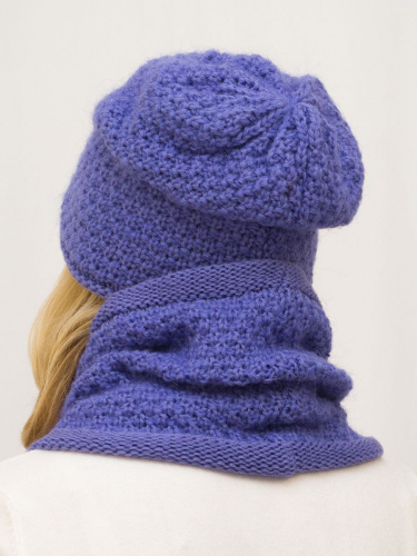 Комплект зимний женский шапка+снуд Даяна (Цвет фиолетовый), размер 56-58, шерсть 50%